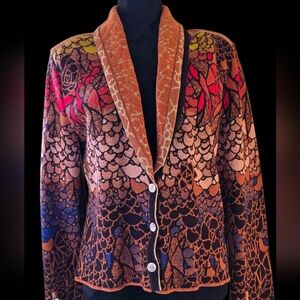 IVKO Wool Blend Jacquard Pattern Jacket Cardigan Large